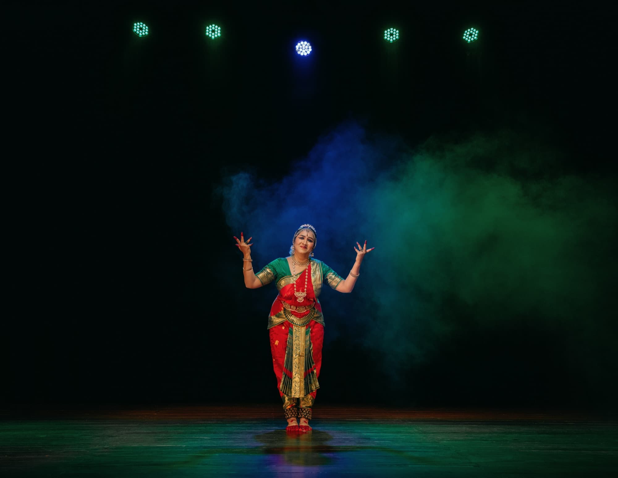A performer on stage at Echoes of Rhythm